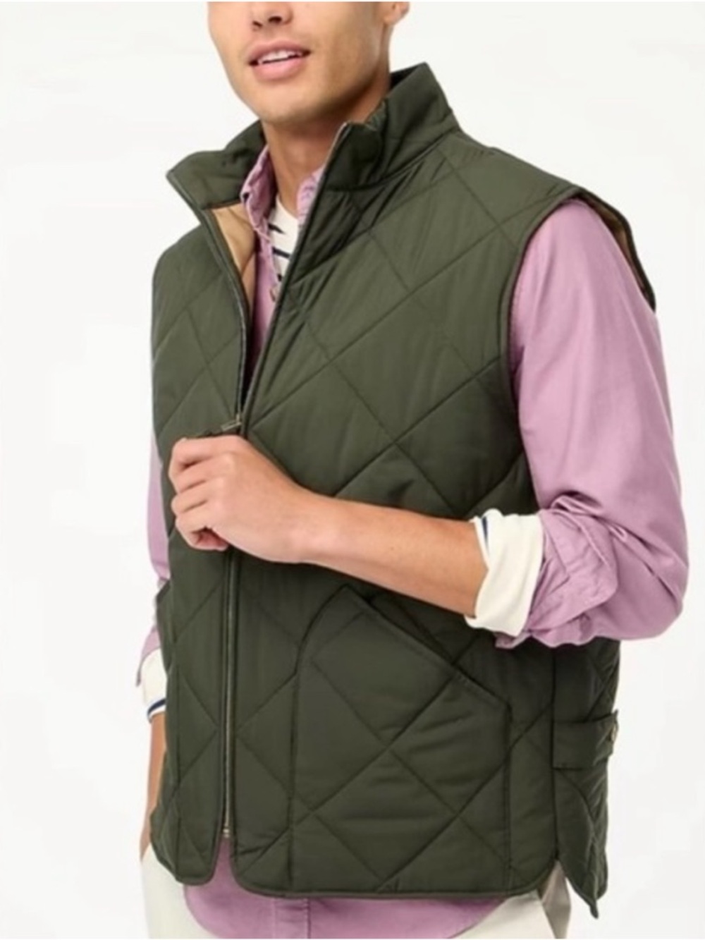 J. Crew Mercantile Full Zip Green Quilted Puffer Vest Green Cotton Blend Fall